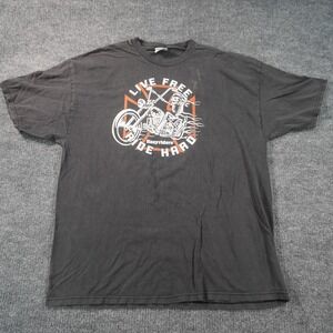 Vintage Easyriders T-Shirt Mens 2XL Black Live Free Ride Hard Skeleton Biker Tee